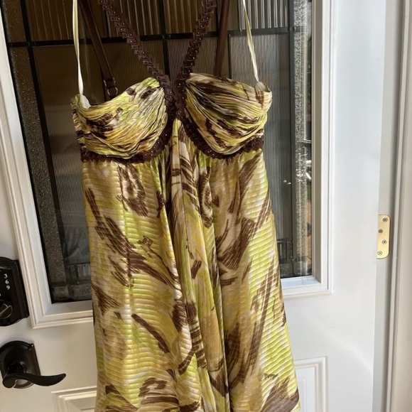 BCBG Maxazria NWT Metallic Silk Mini Dress Size 8 - Picture 3 of 14